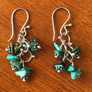 Handmade Sterling Silver Turquoise Dangly Earrings